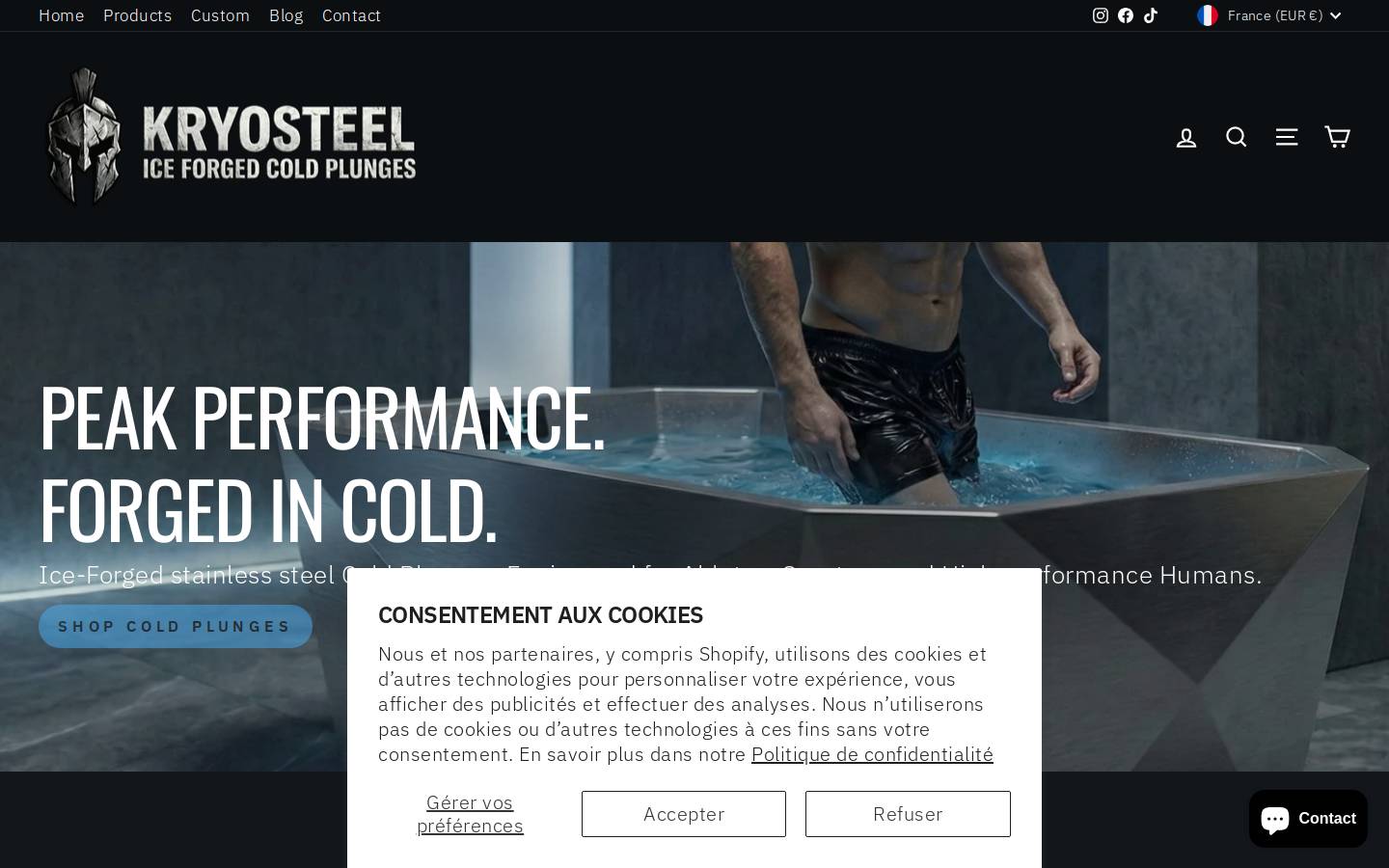 kryosteel.com homepage screenshot