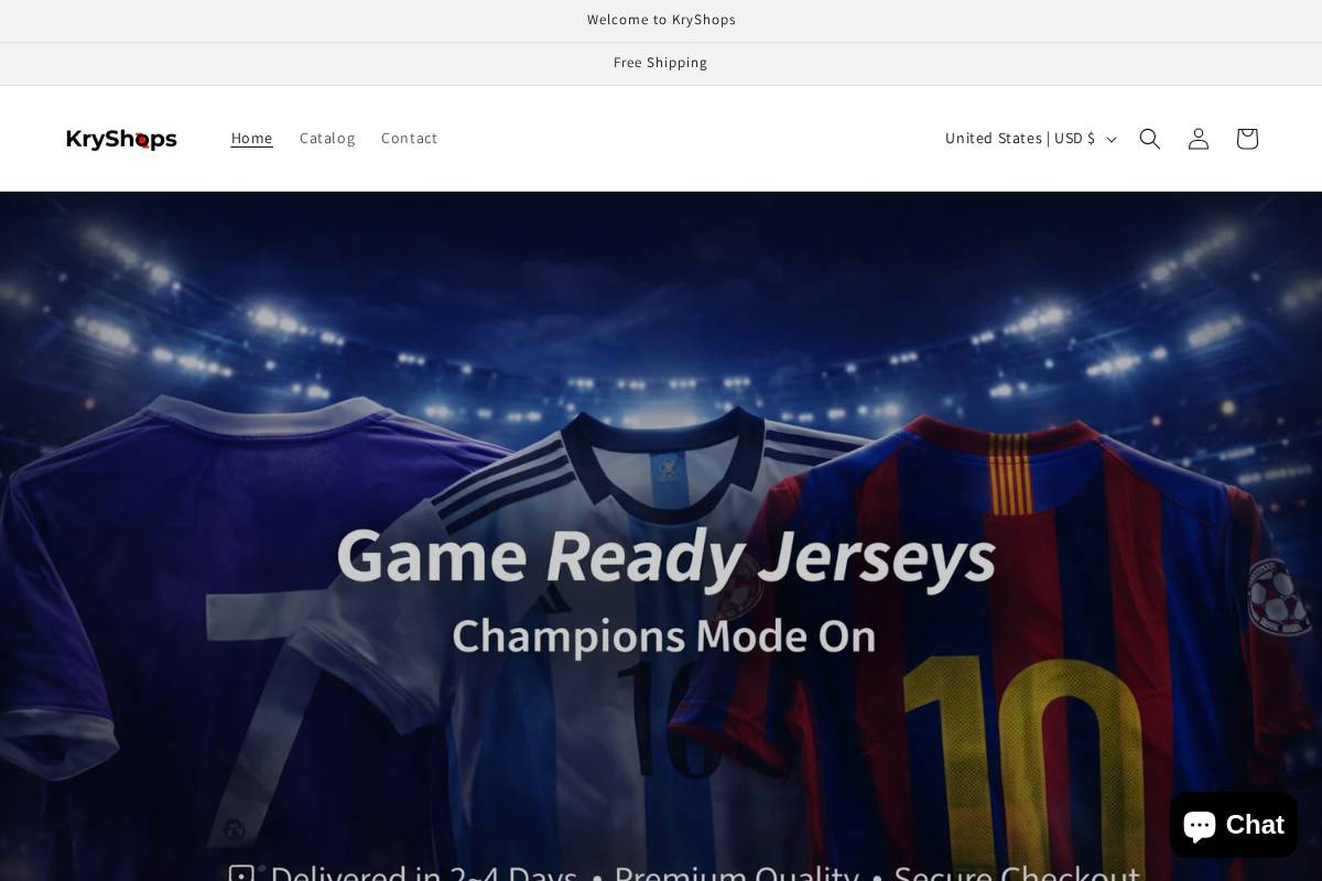 kryshops.com homepage screenshot