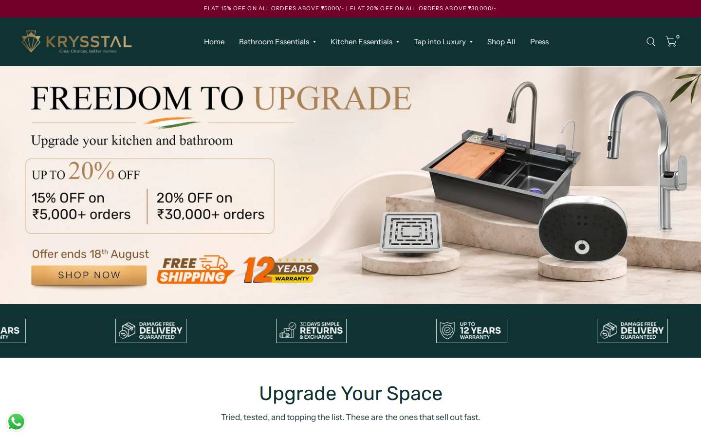 krysstalindia.com homepage screenshot