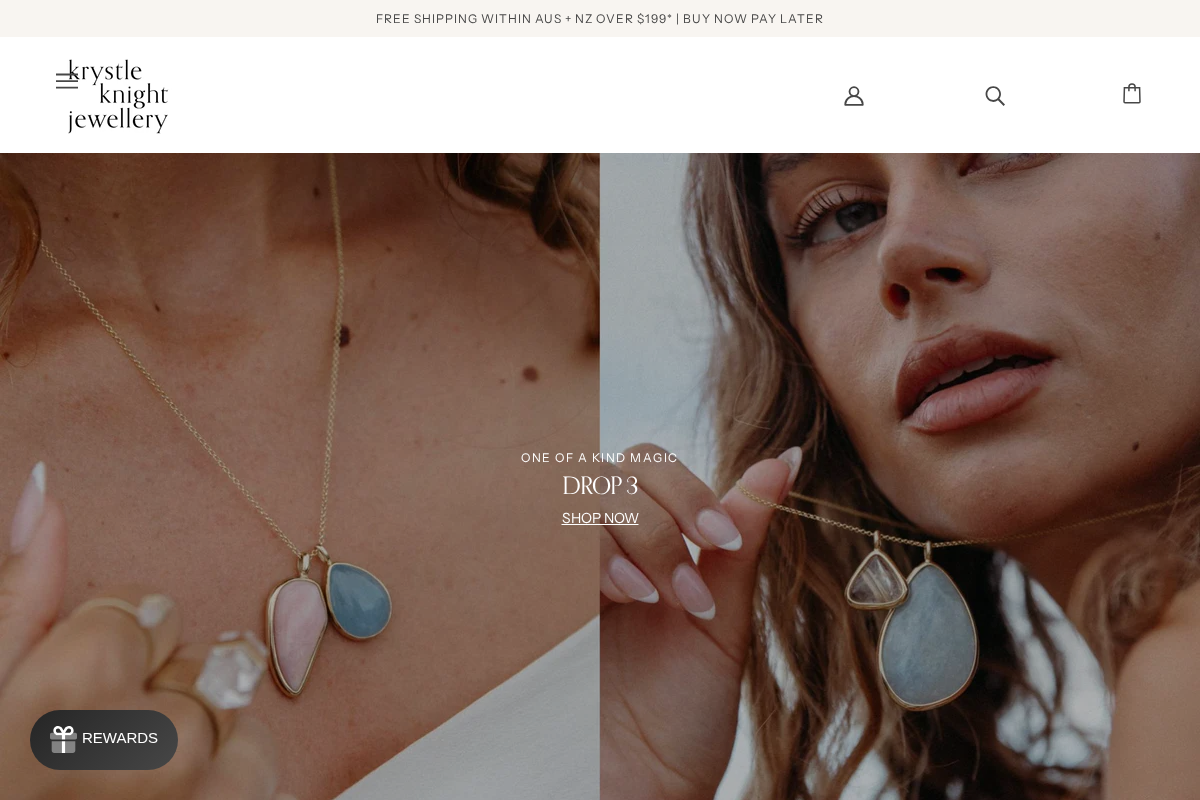 krystle knight jewellery homepage screenshot