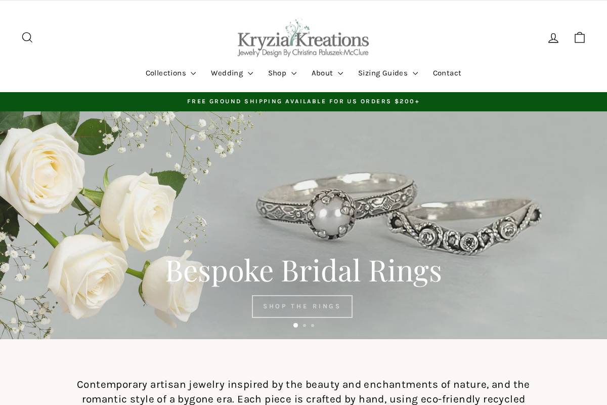 kryziakreationsstudio.com homepage screenshot