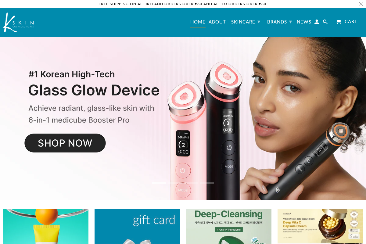 Kskin Cosmeceuticals homepage screenshot