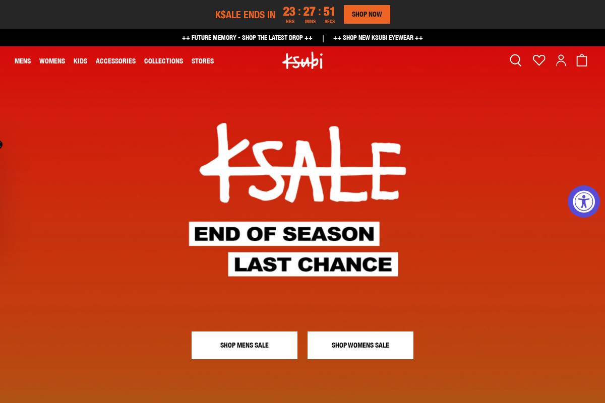 Ksubi homepage screenshot