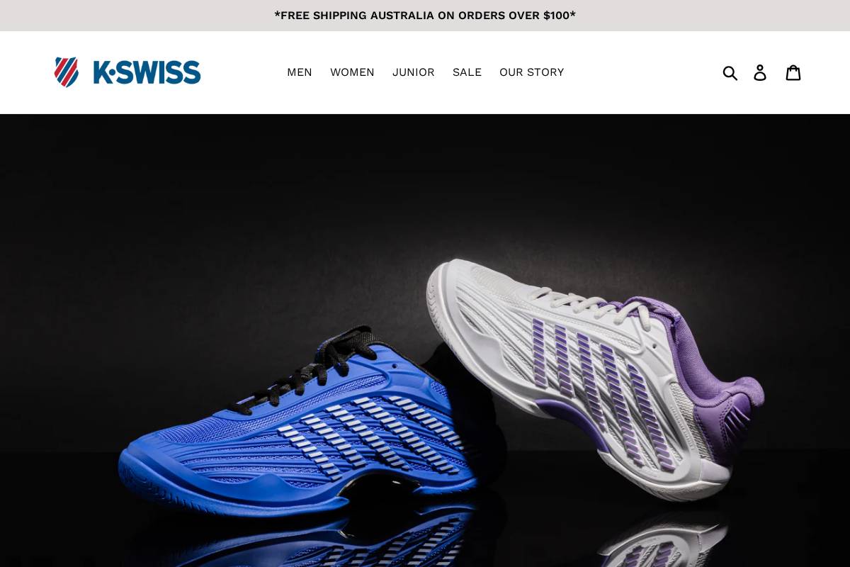 K-Swiss US homepage screenshot