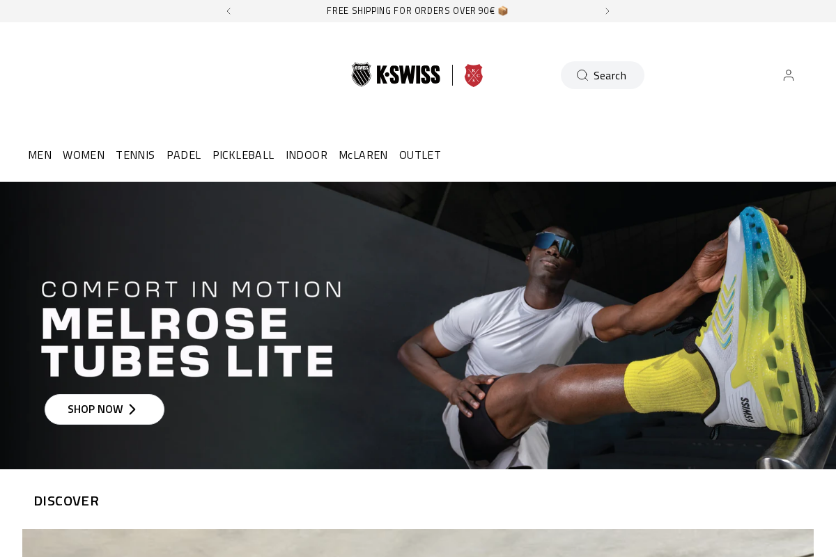 K-SWISS EU homepage screenshot