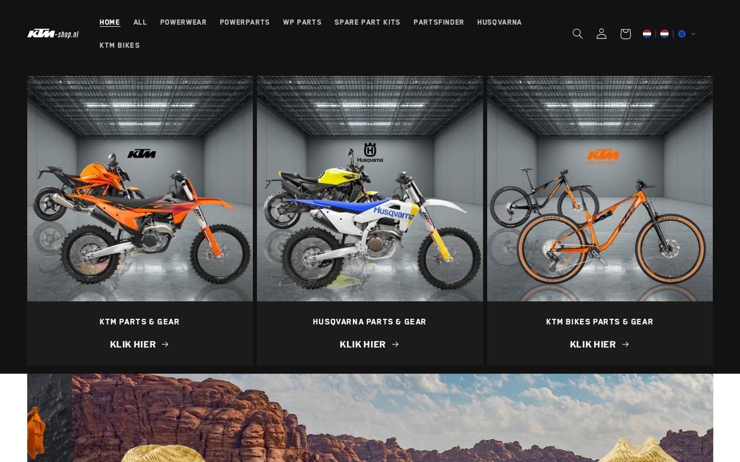 Ktm Shop homepage screenshot
