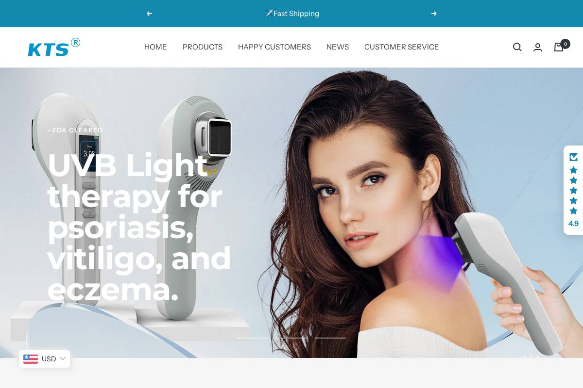 Ktslighttherapy homepage screenshot