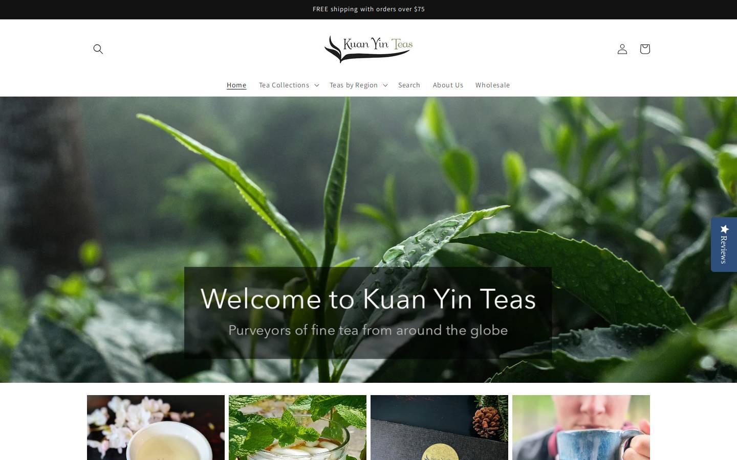 kuanyinteas.com homepage screenshot