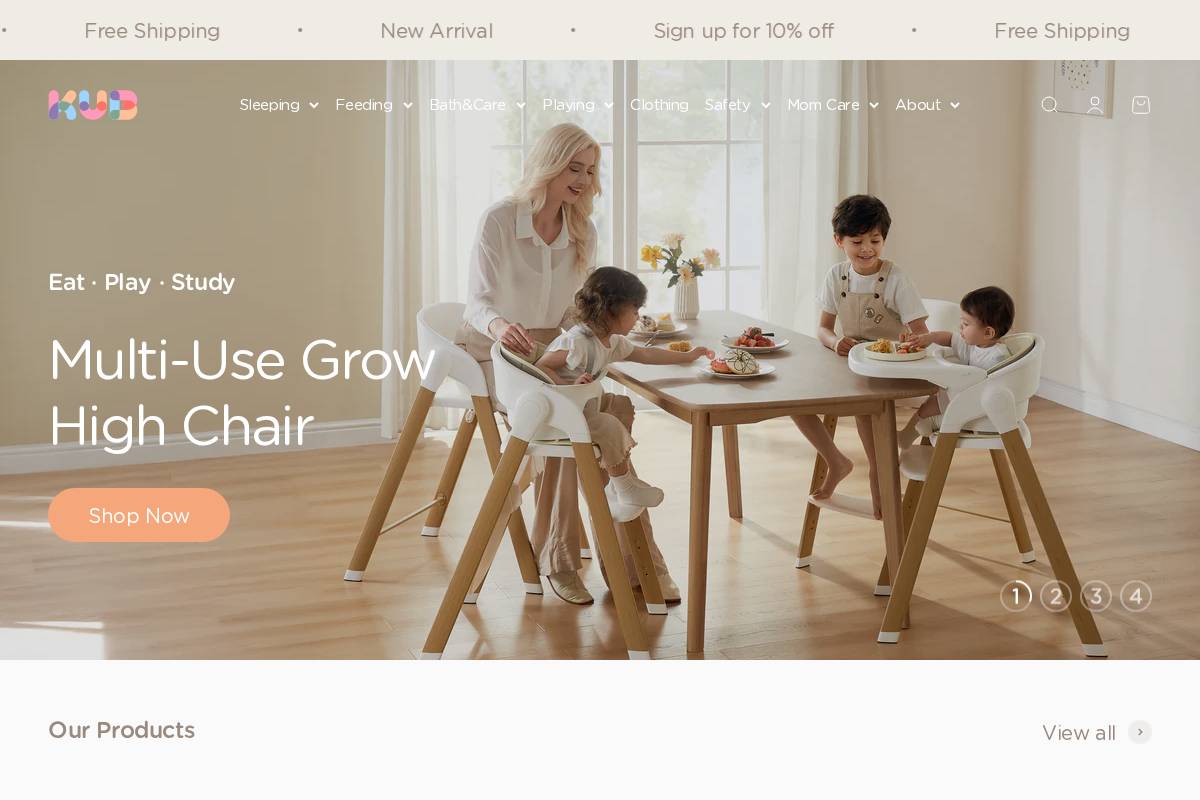 Kubbaby homepage screenshot