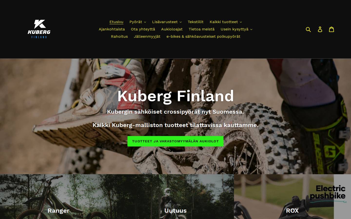 kubergfinland.com homepage screenshot