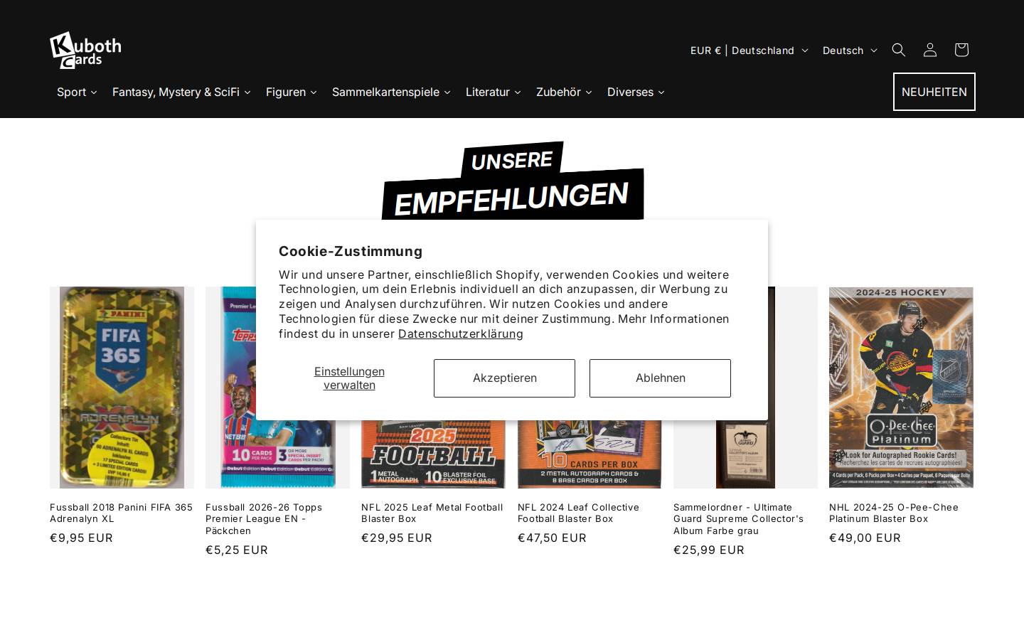 kuboth-cards.com homepage screenshot