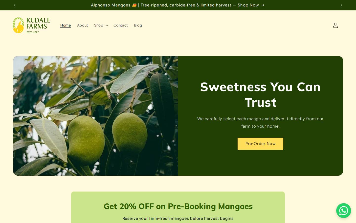 kudalefarms.in homepage screenshot