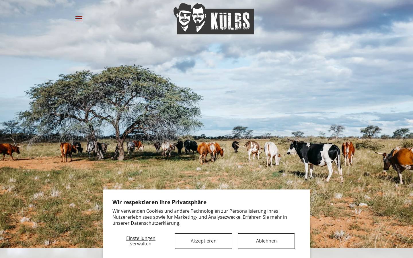 kuelbs-steaks.com homepage screenshot