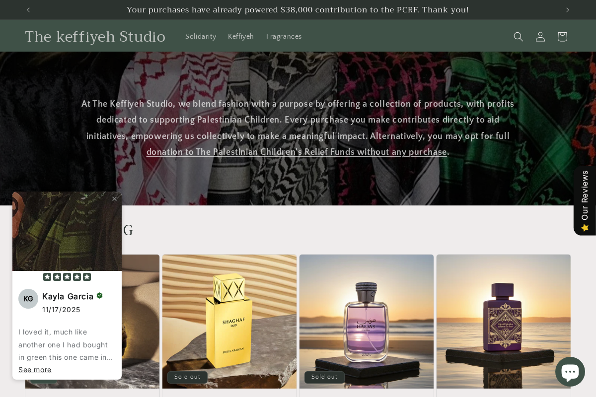 The keffiyeh Studio homepage screenshot