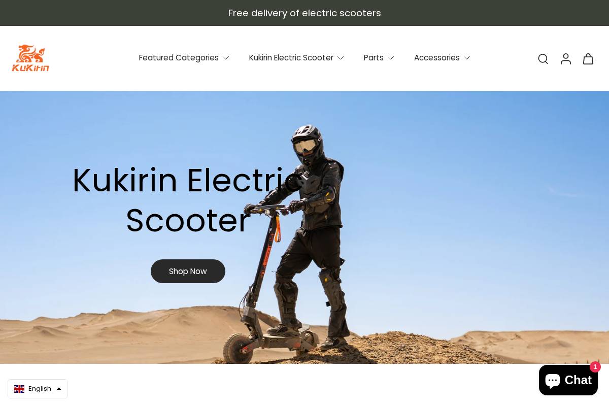 Kukirin Escooter homepage screenshot
