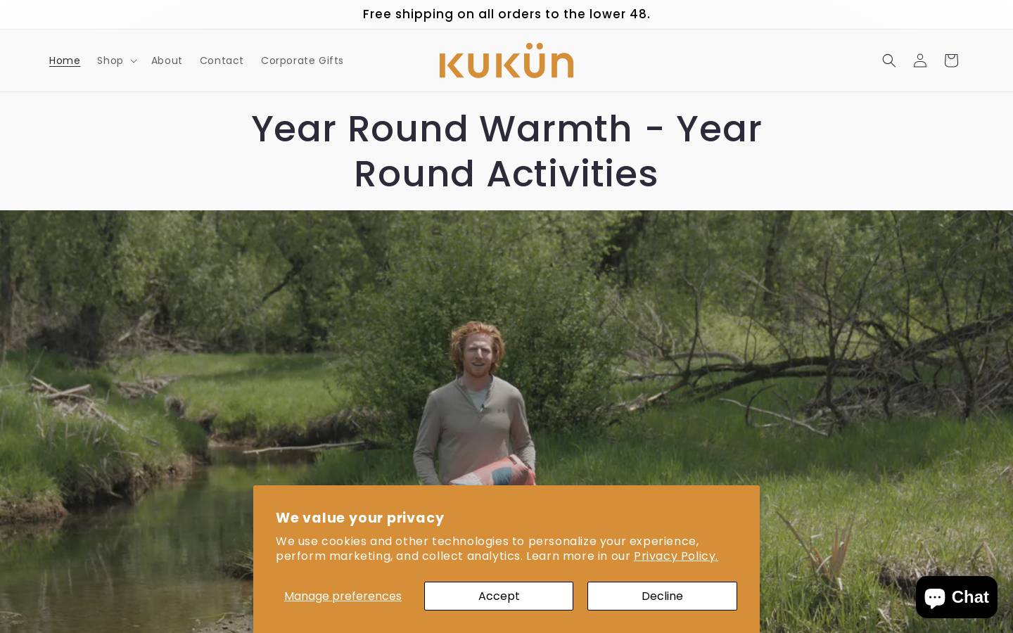 kukunblankets.com homepage screenshot