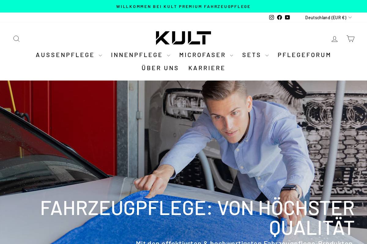 KULT Premium Fahrzeugpflege homepage screenshot