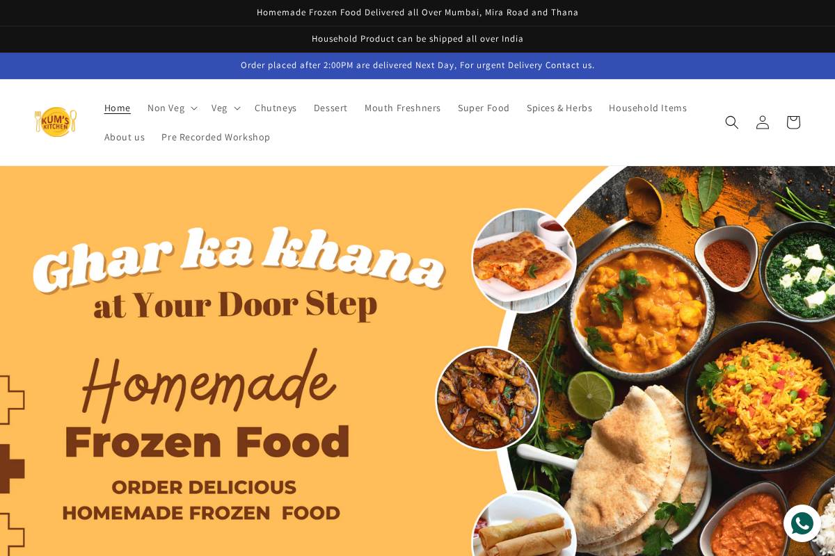 kumskitchen.in homepage screenshot