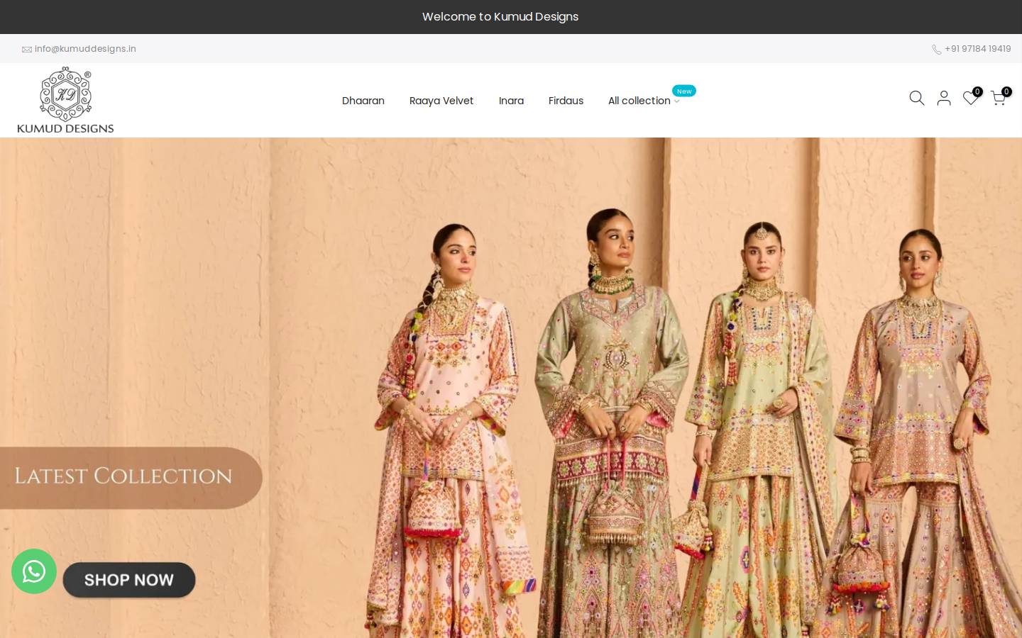 kumuddesigns.in homepage screenshot