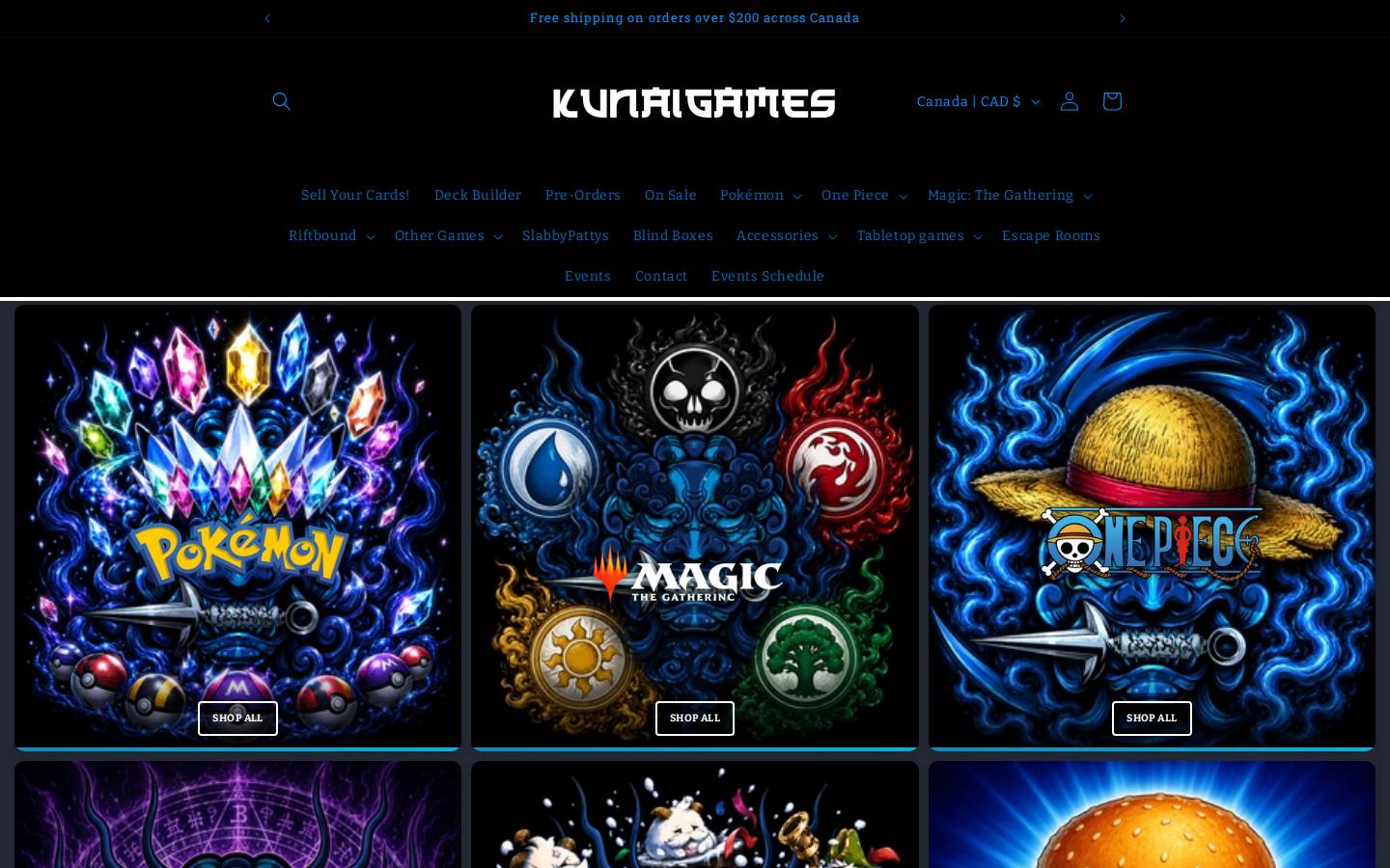 kunaigames.ca homepage screenshot