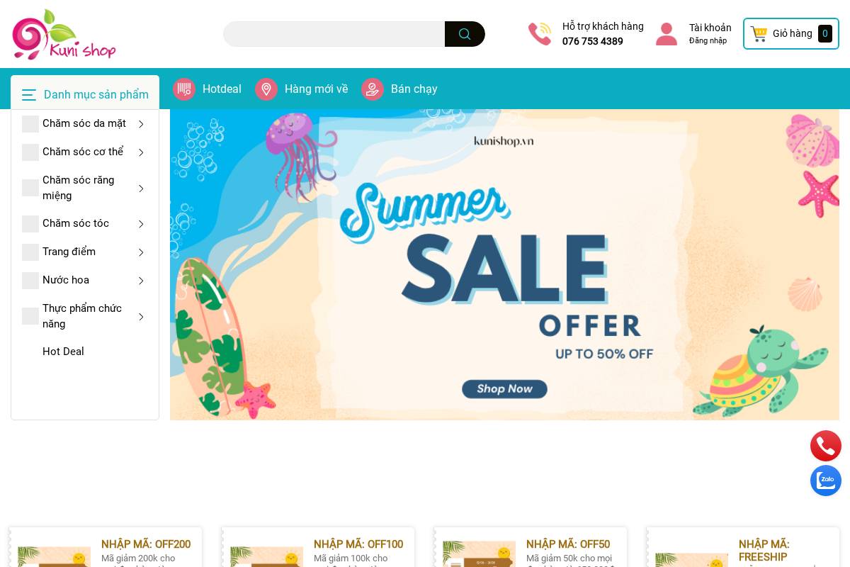 kunishop.vn homepage screenshot