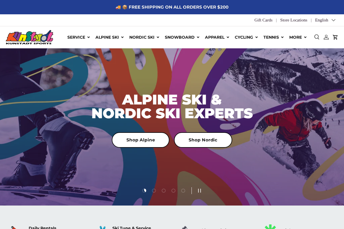 Kunstadt Sports Store homepage screenshot