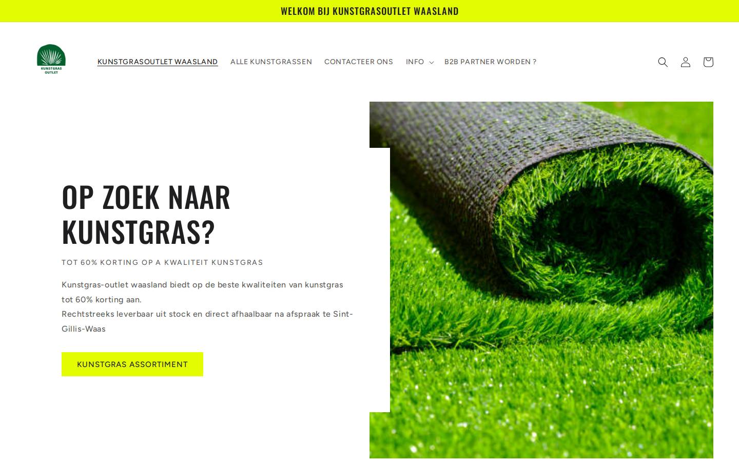 kunstgras-outlet.be homepage screenshot