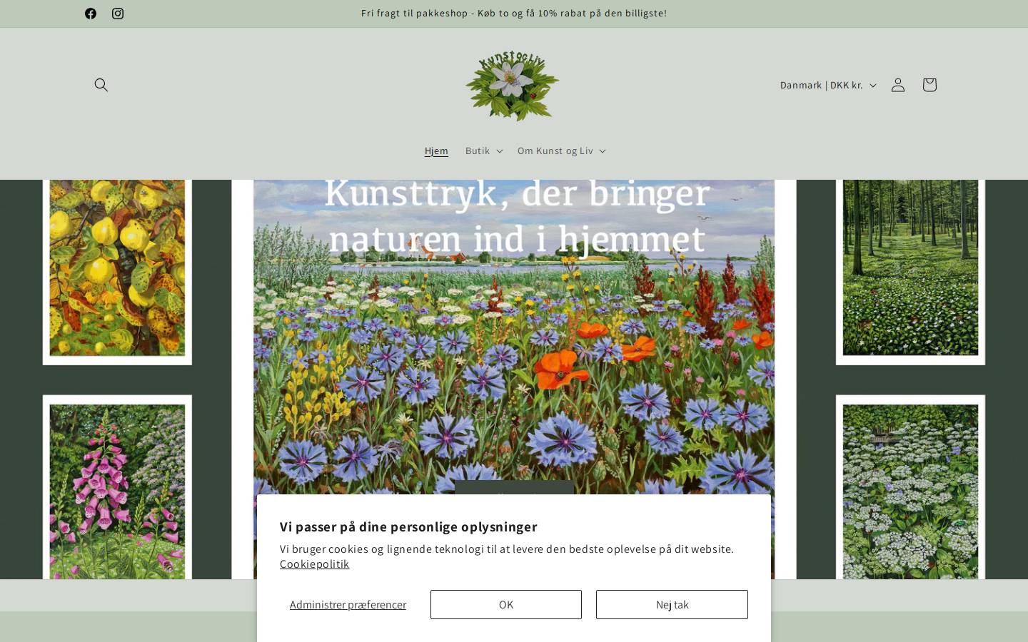 kunstogliv.dk homepage screenshot