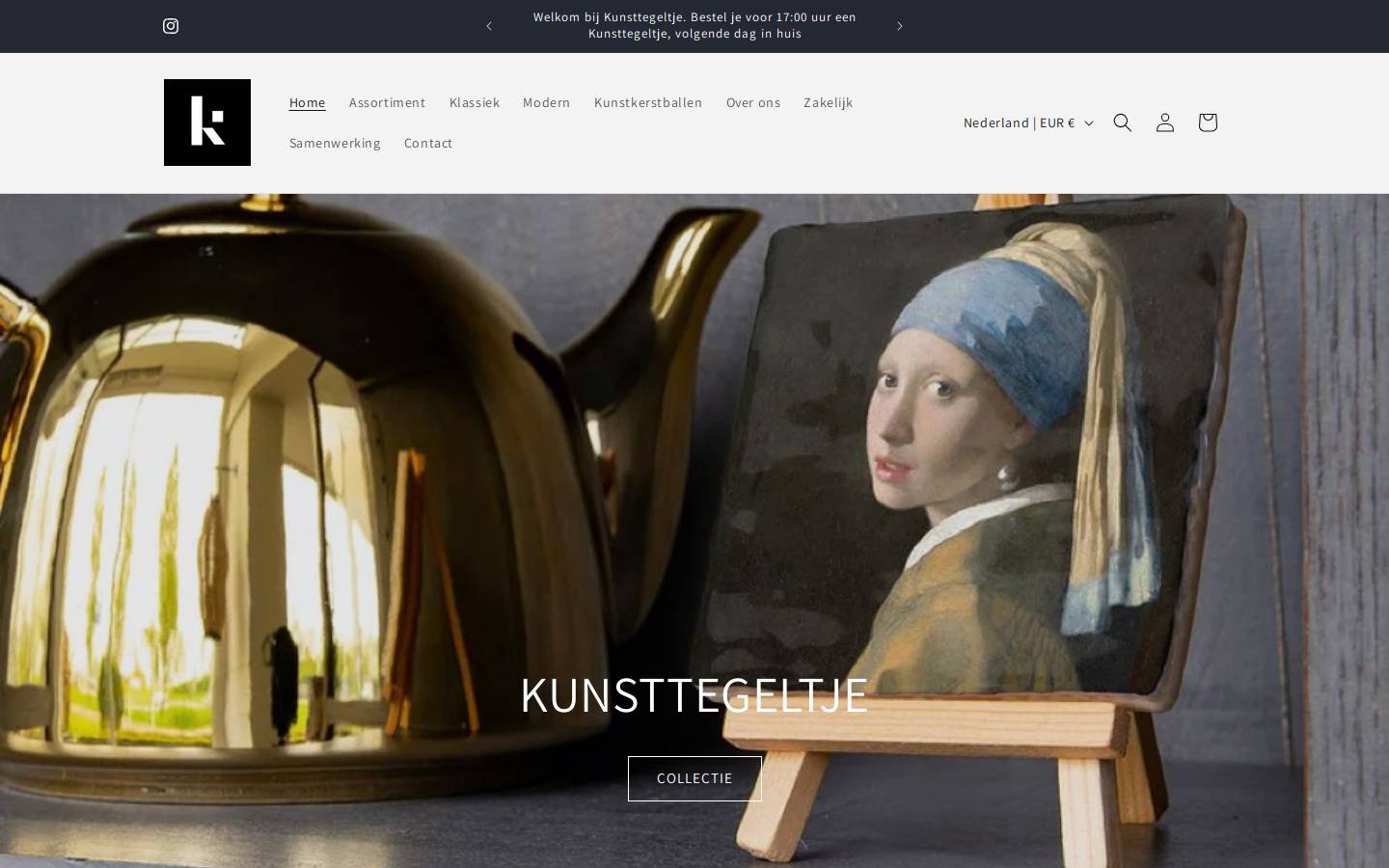 kunsttegeltje.nl homepage screenshot