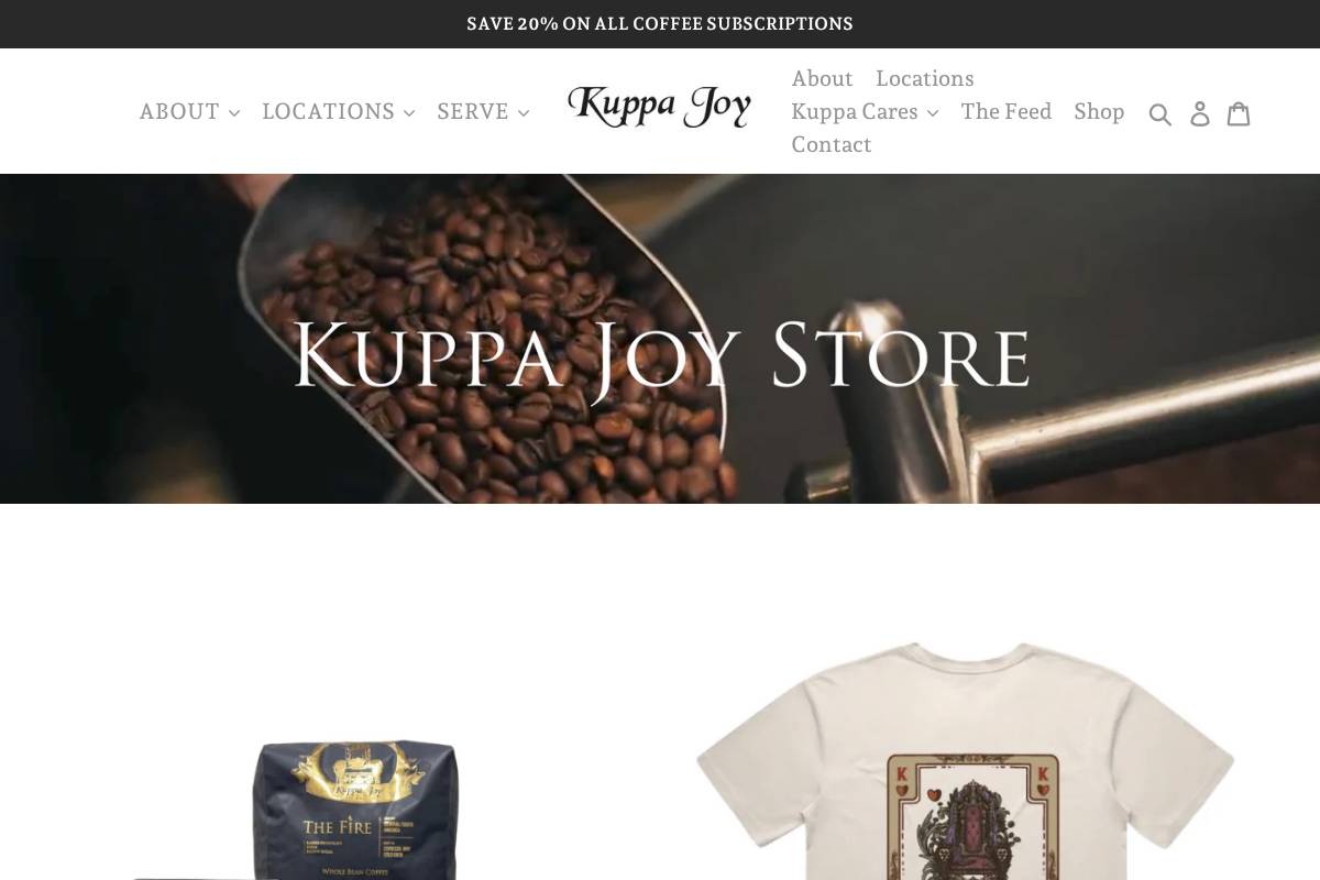 kuppajoy.store homepage screenshot