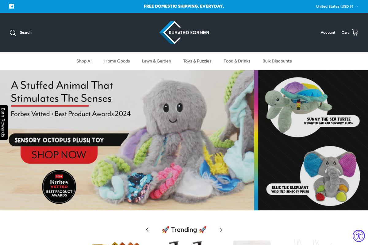 Kurated Korner homepage screenshot