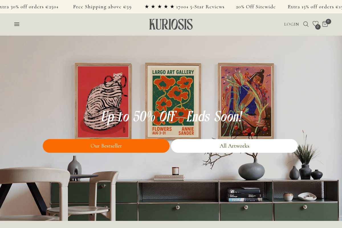 Kuriosis homepage screenshot