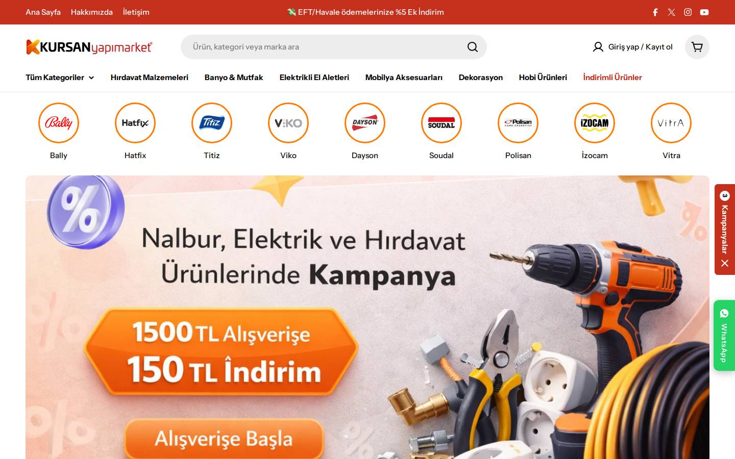 kursanyapimarket.com homepage screenshot