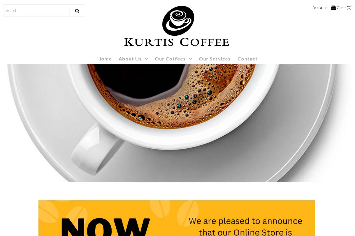 kurtiscoffee.com homepage screenshot