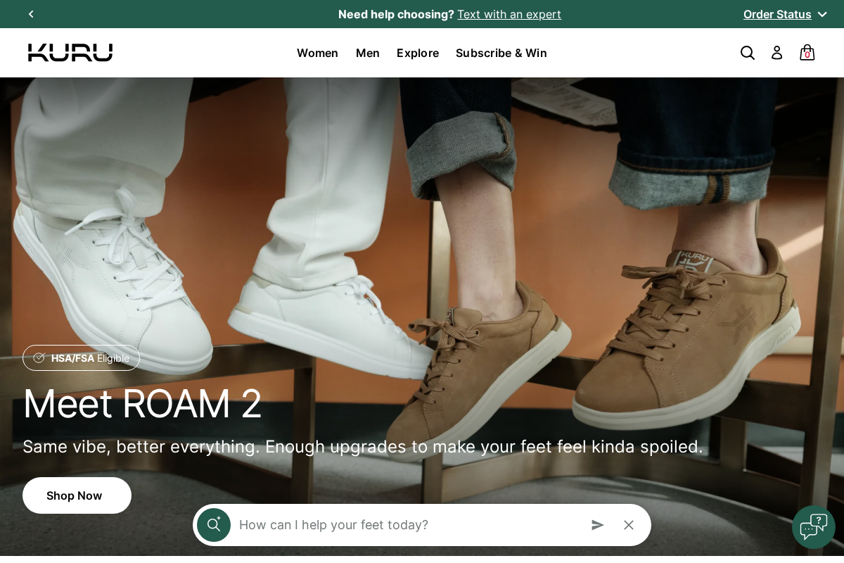 KURU Footwear homepage screenshot