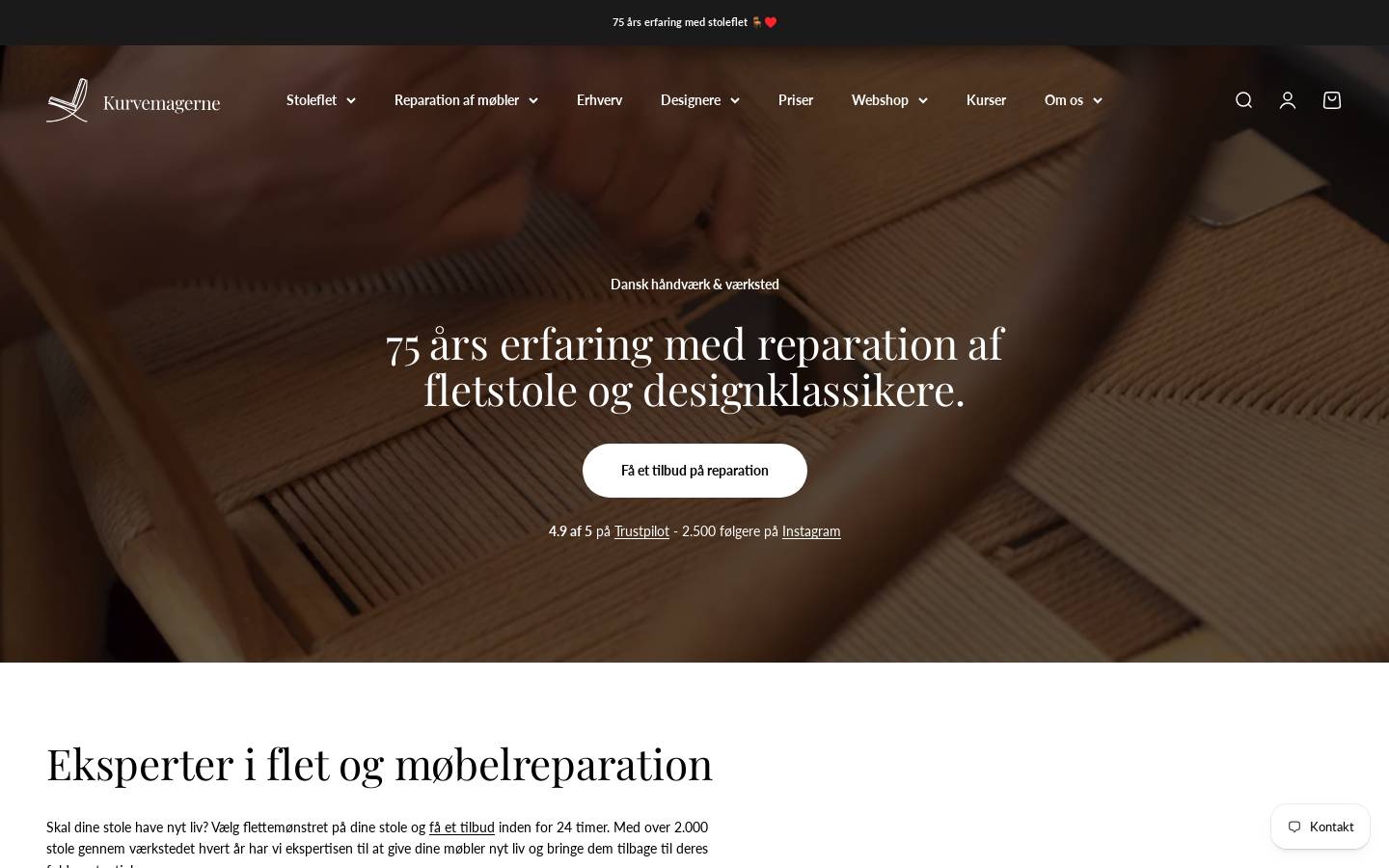 Kurvemagerne homepage screenshot