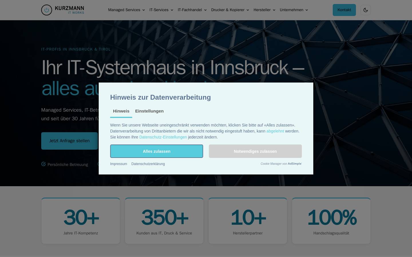 kurzmann.at homepage screenshot