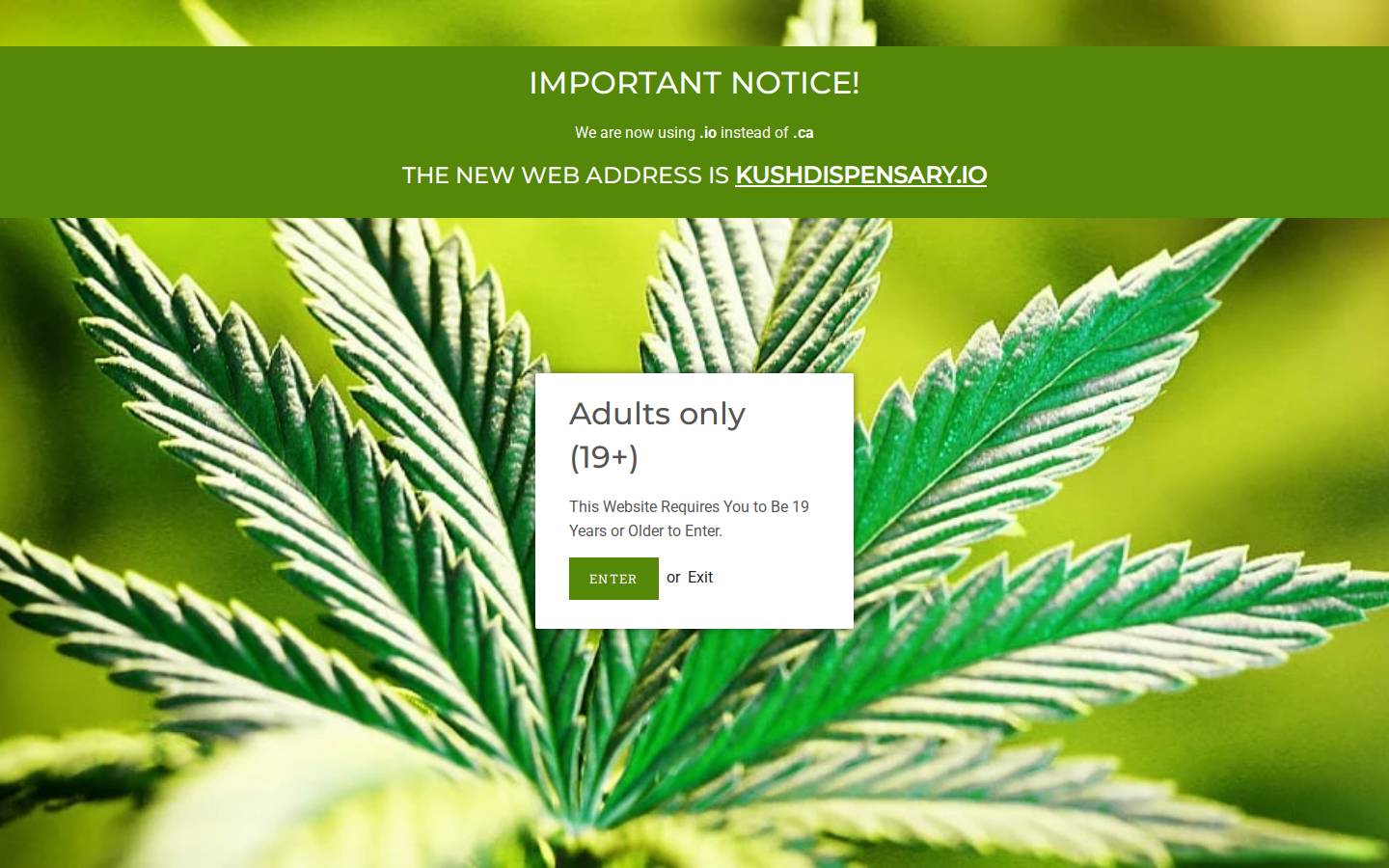 kushdispensary.io homepage screenshot