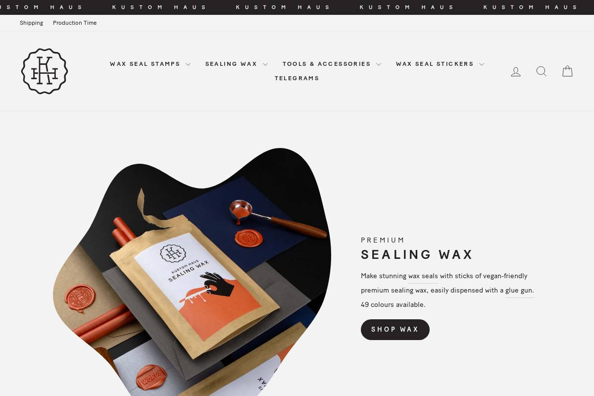 kustomhaus.com homepage screenshot