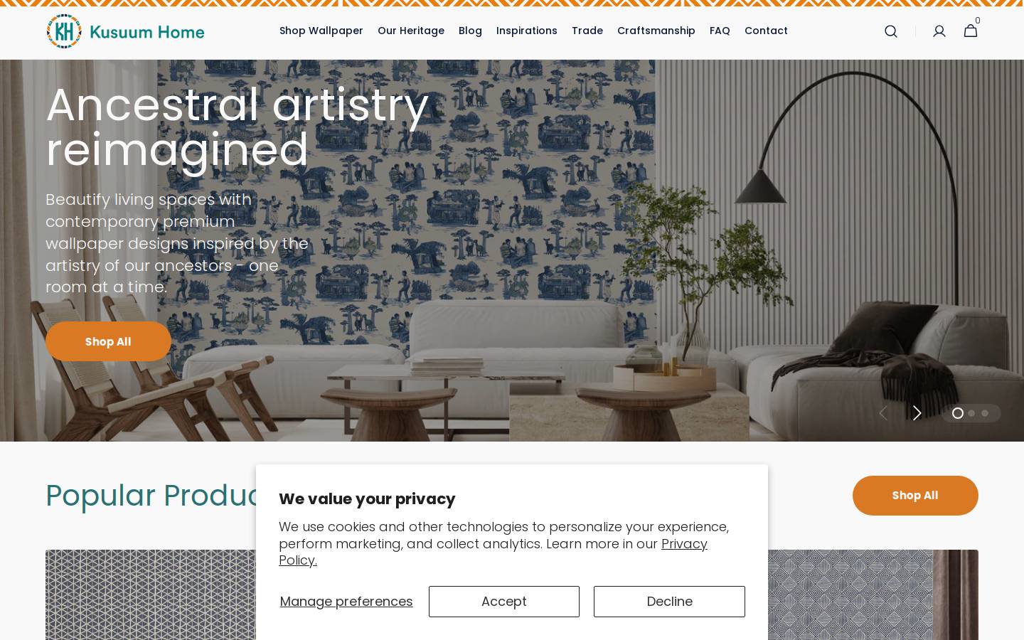 kusuumhome.com homepage screenshot