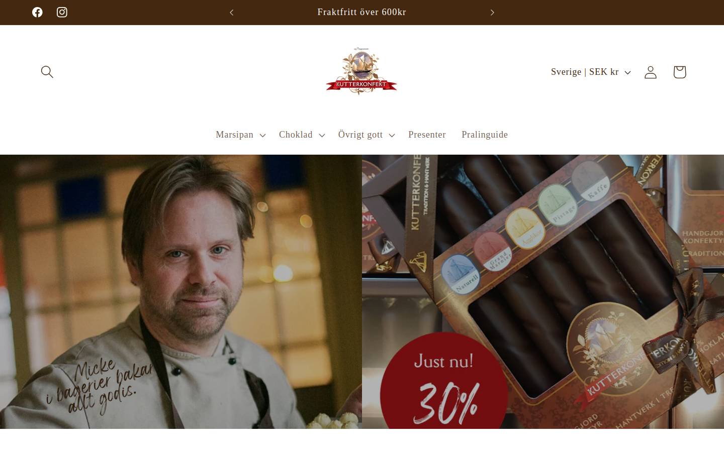 kutterkonfekt.se homepage screenshot
