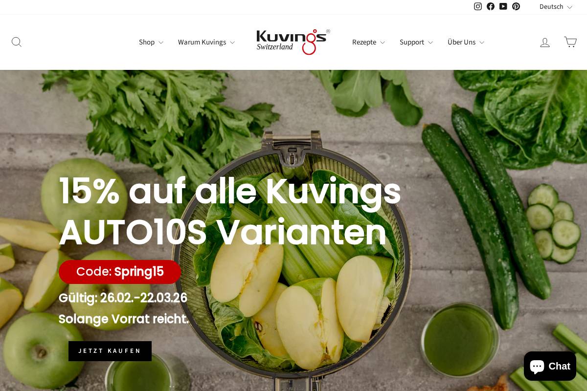 Kuvings homepage screenshot
