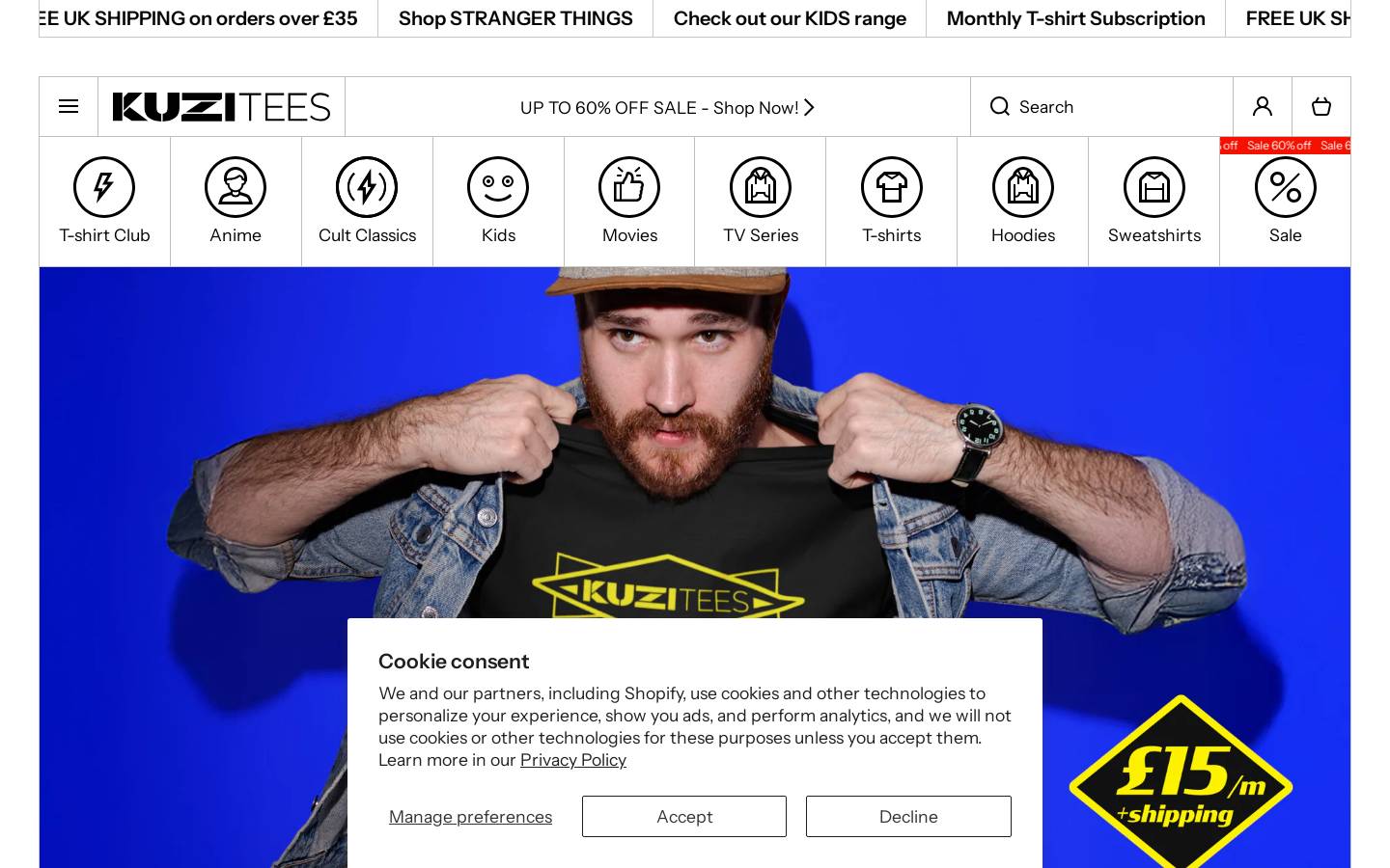 KuziTees homepage screenshot