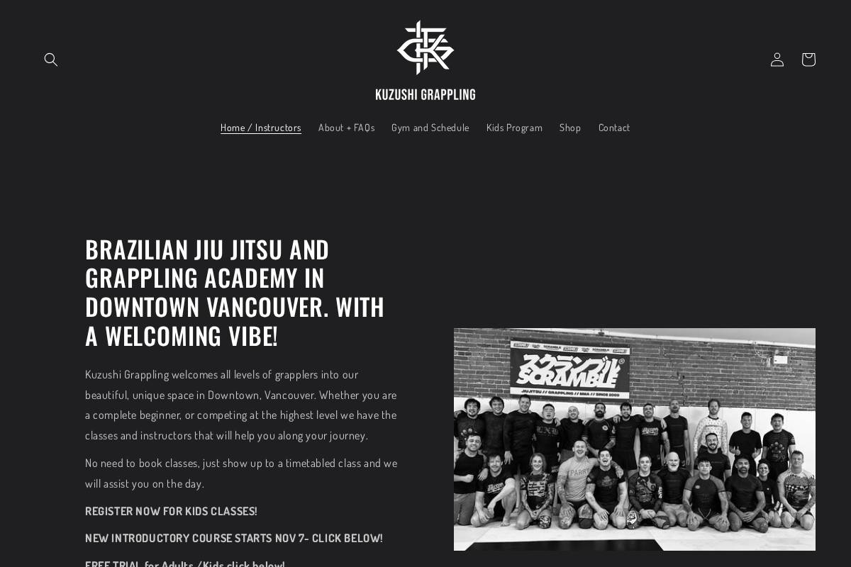 kuzushigrappling.com homepage screenshot