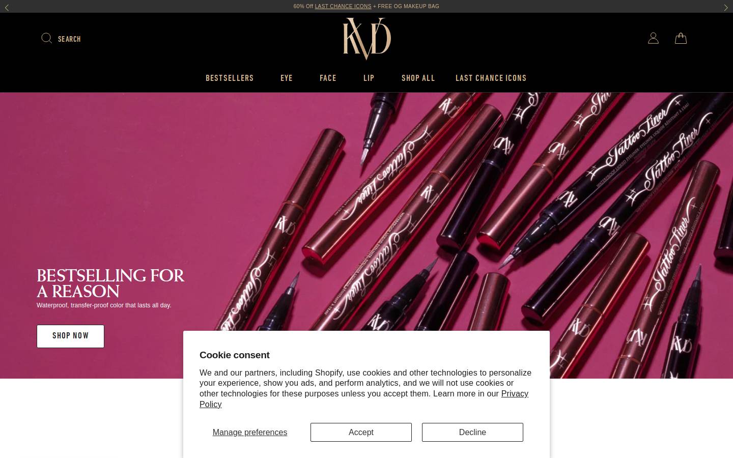 kvdbeauty.com homepage screenshot