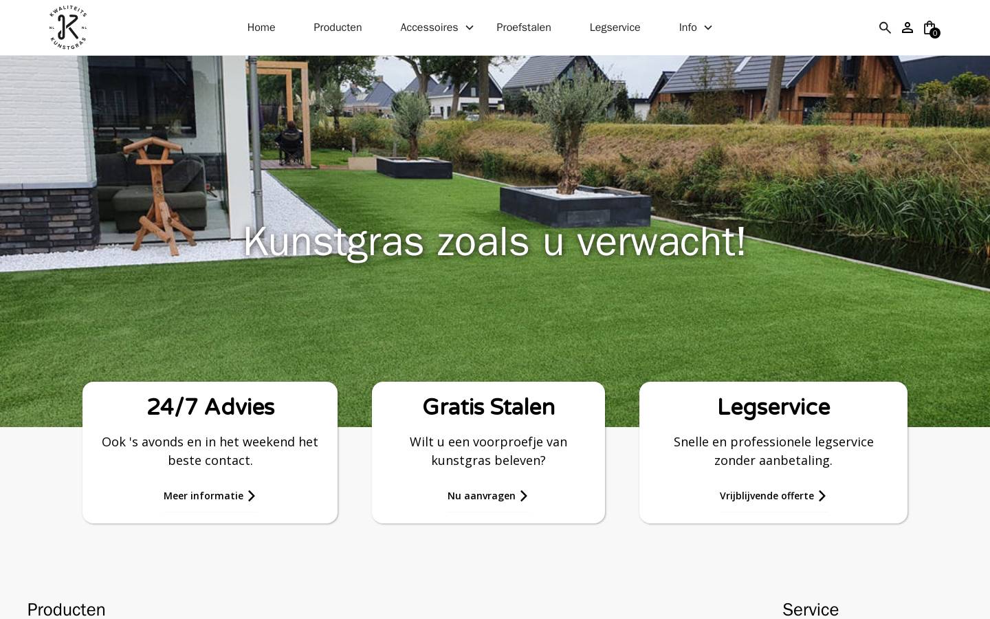 Kwaliteitskunstgras homepage screenshot