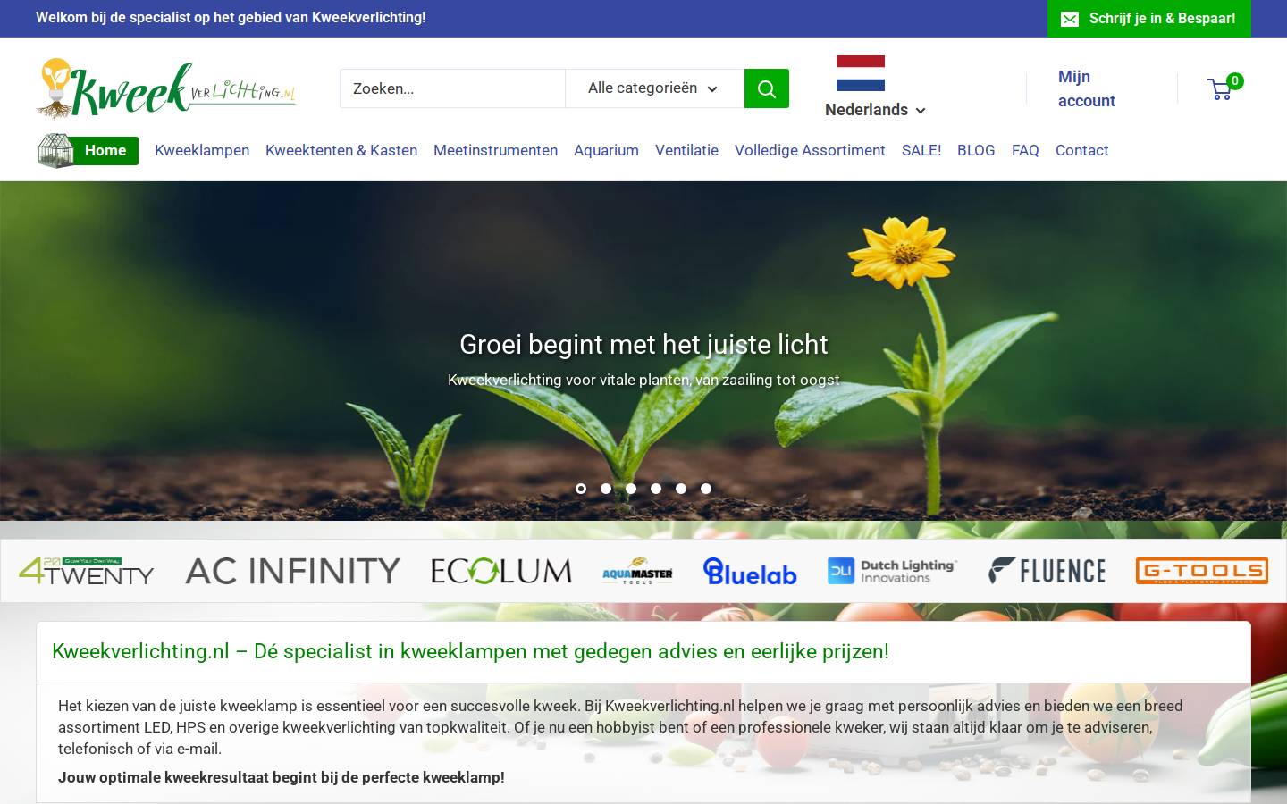Kweekverlichting.nl homepage screenshot