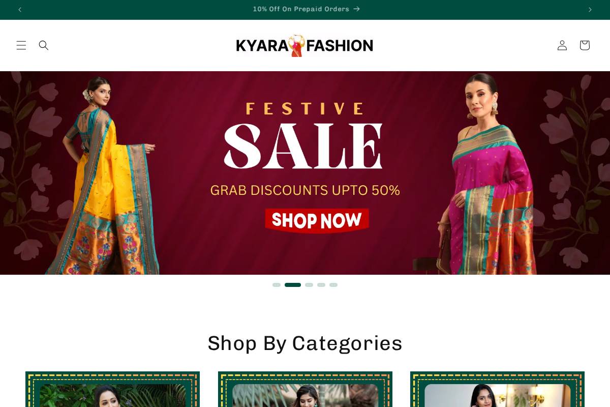 kyarafashion.com homepage screenshot
