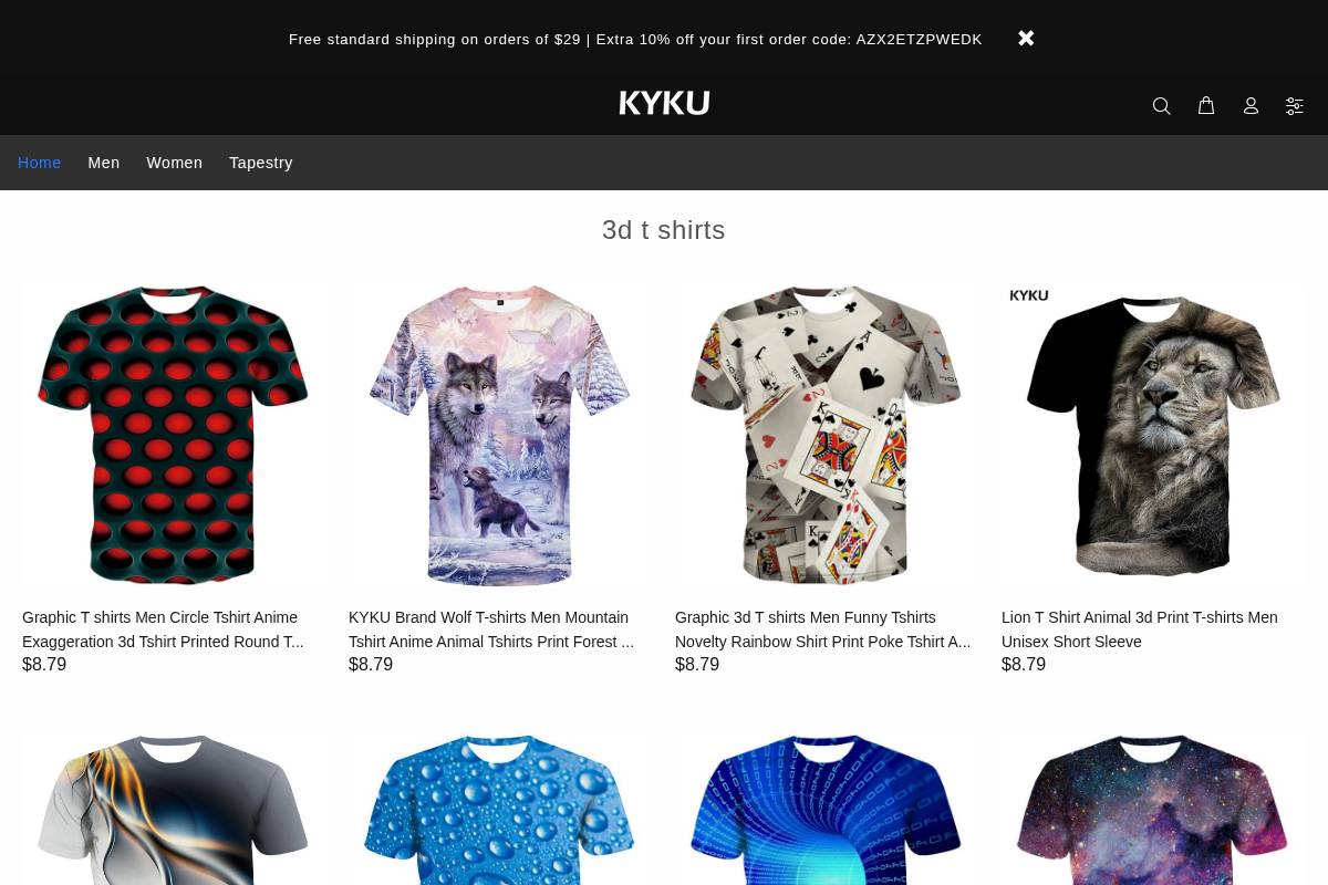 kykuclothing.com homepage screenshot