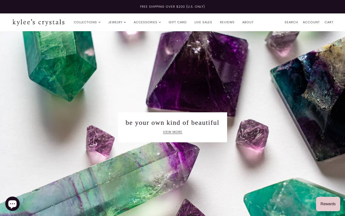 kyleescrystalsshop.com homepage screenshot